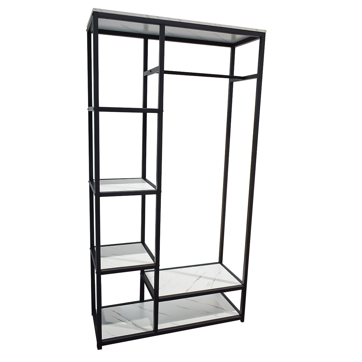 Raft metalic pentru haine, inaltime 194cm, Naimeed Y-2, Negru/Alb