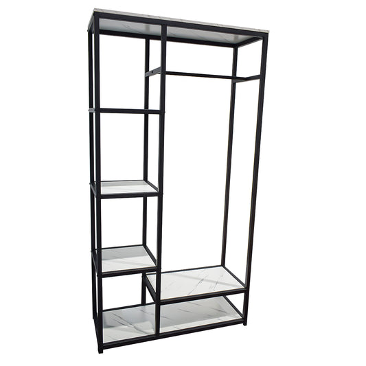 Raft metalic pentru haine, inaltime 194cm, Naimeed Y-2, Negru/Alb