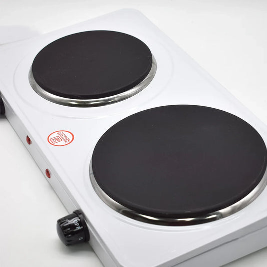 Plita electrica, YQ-2025A, 2500W, 2 zone gatire, indicator luminos, protectie termostatica, alb - 221.ro