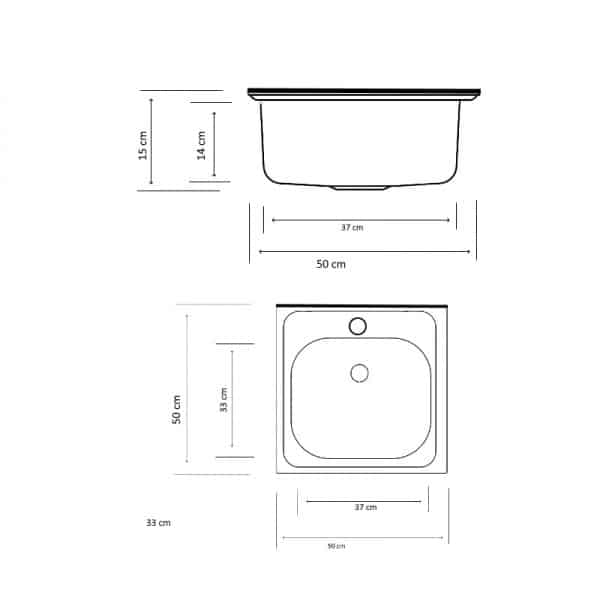 Chiuveta din inox pentru masca, 50x50 cm / ZLN 0155