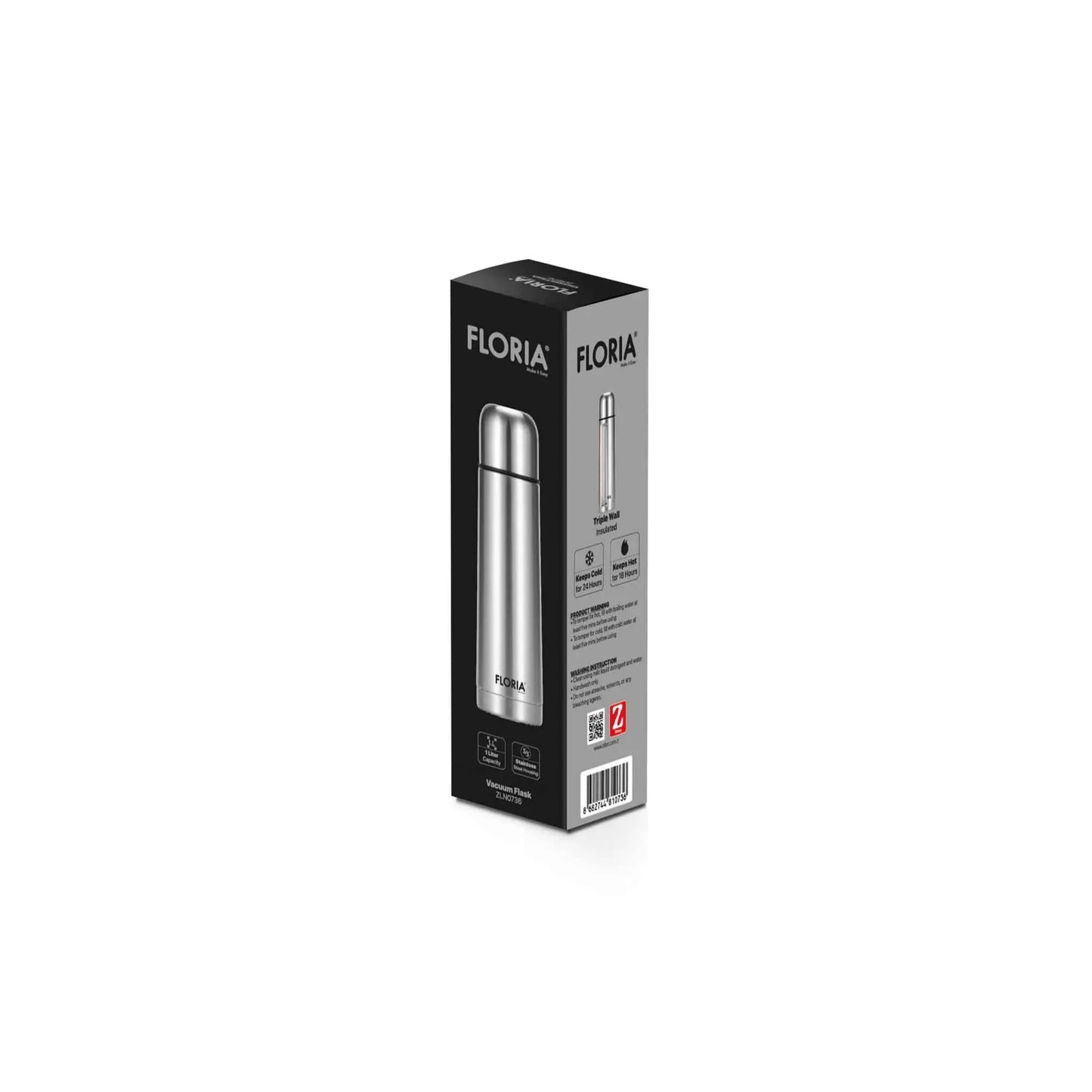 Termos din inox, FLORIA capac functie pahar, capacitate 1L / ZLN 0736 - 221.ro