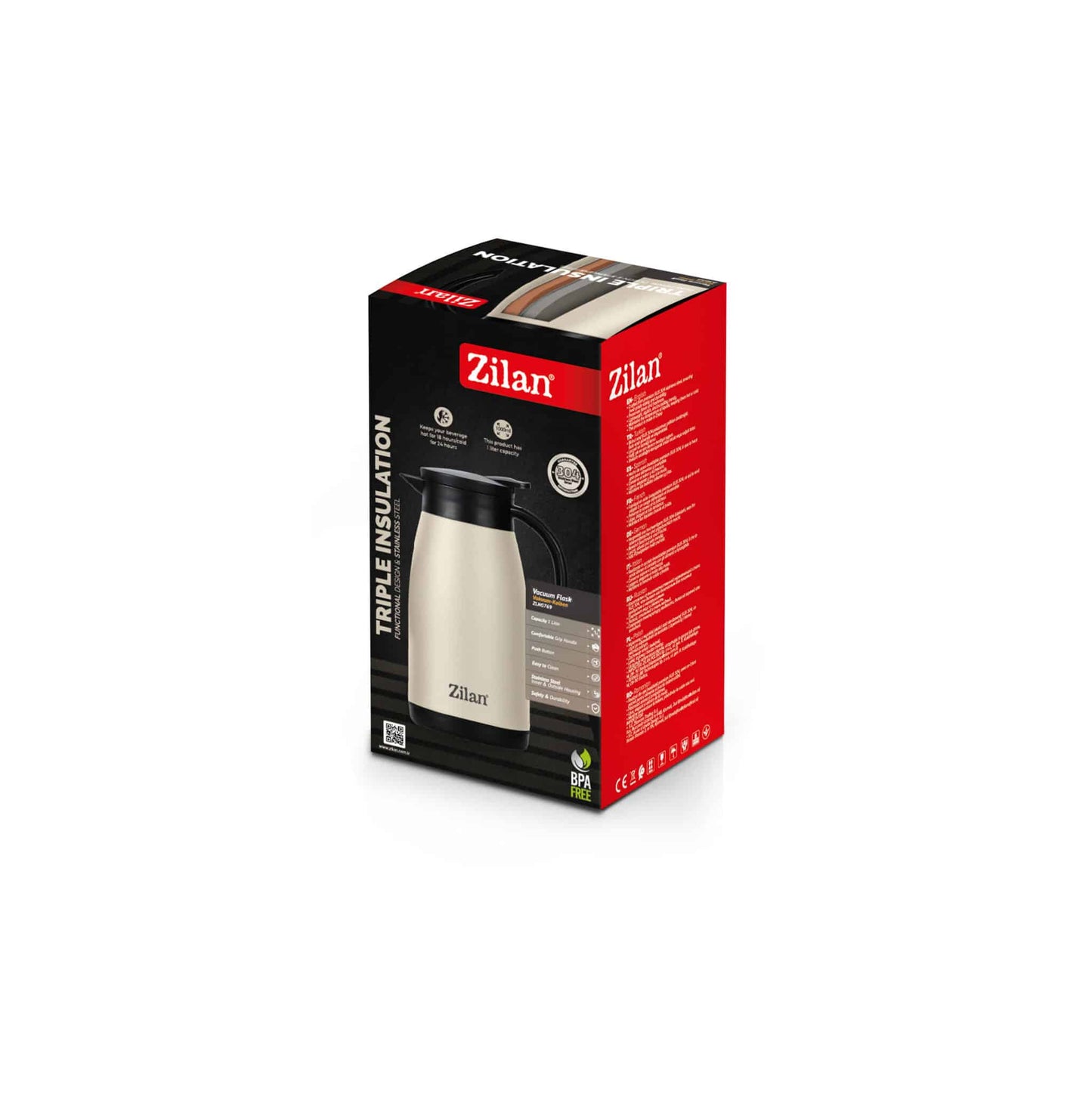 Termos tip ceainic ZILAN, capacitate 1L, crem / ZLN 0769