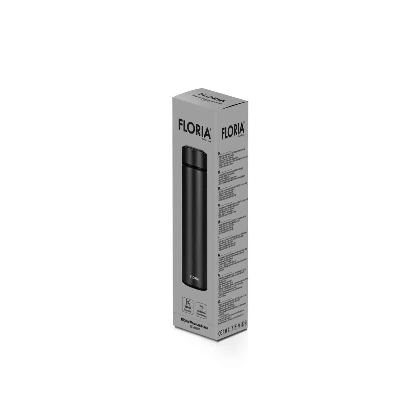 Termos digital, interior din inox, capacitate 500ml FLORIA, negru / ZLN 0804 - 221.ro