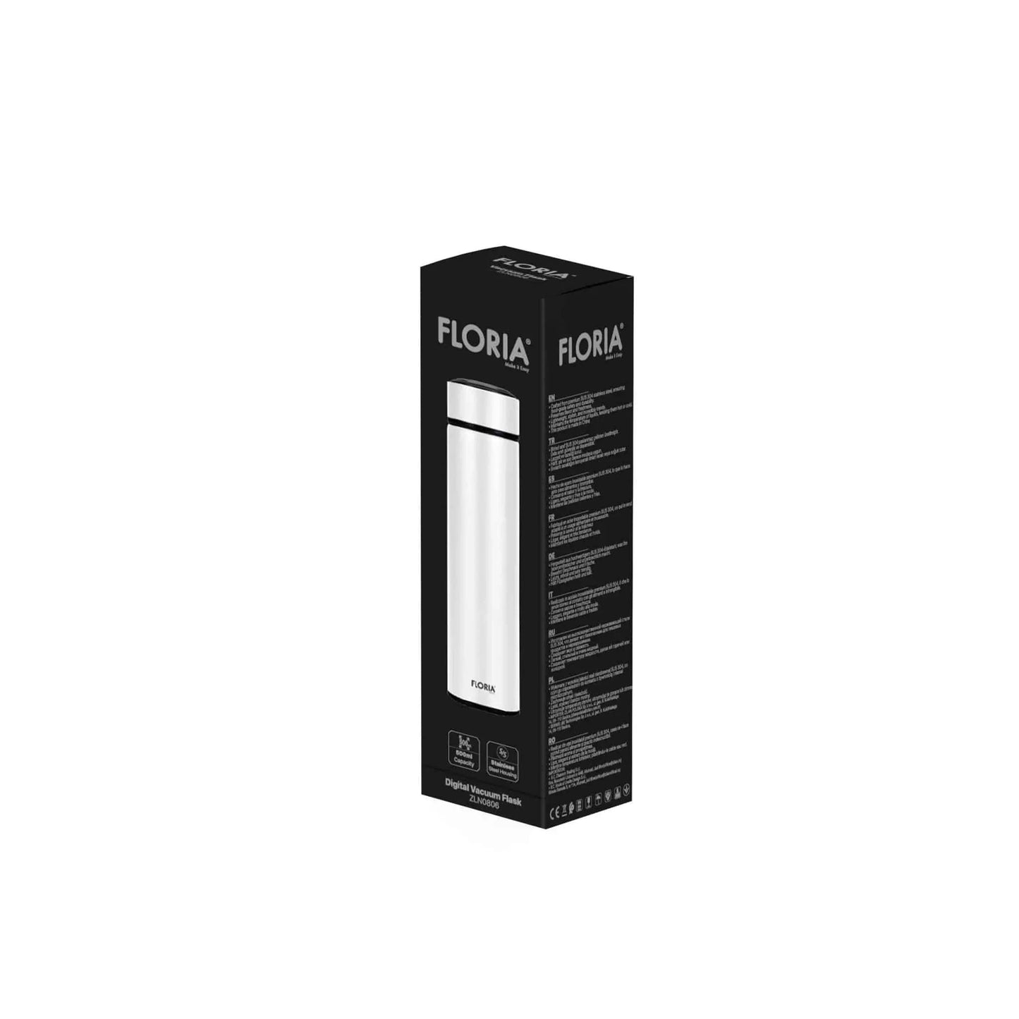Termos digital, interior din inox, capacitate 500ml FLORIA, alb/ ZLN 0806 - 221.ro