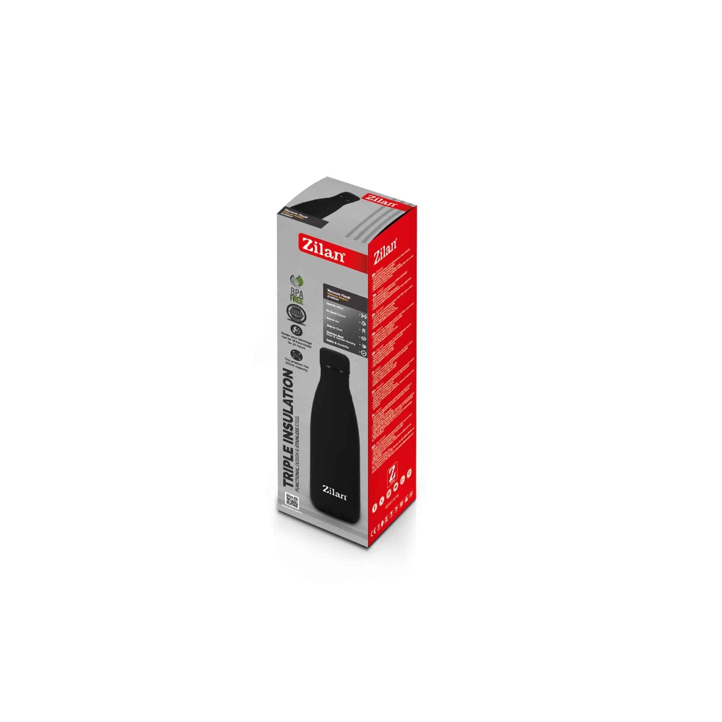 Termos tip sticla, interior inox, capacitate 500ml ZILAN, negru / ZLN 0820 - 221.ro