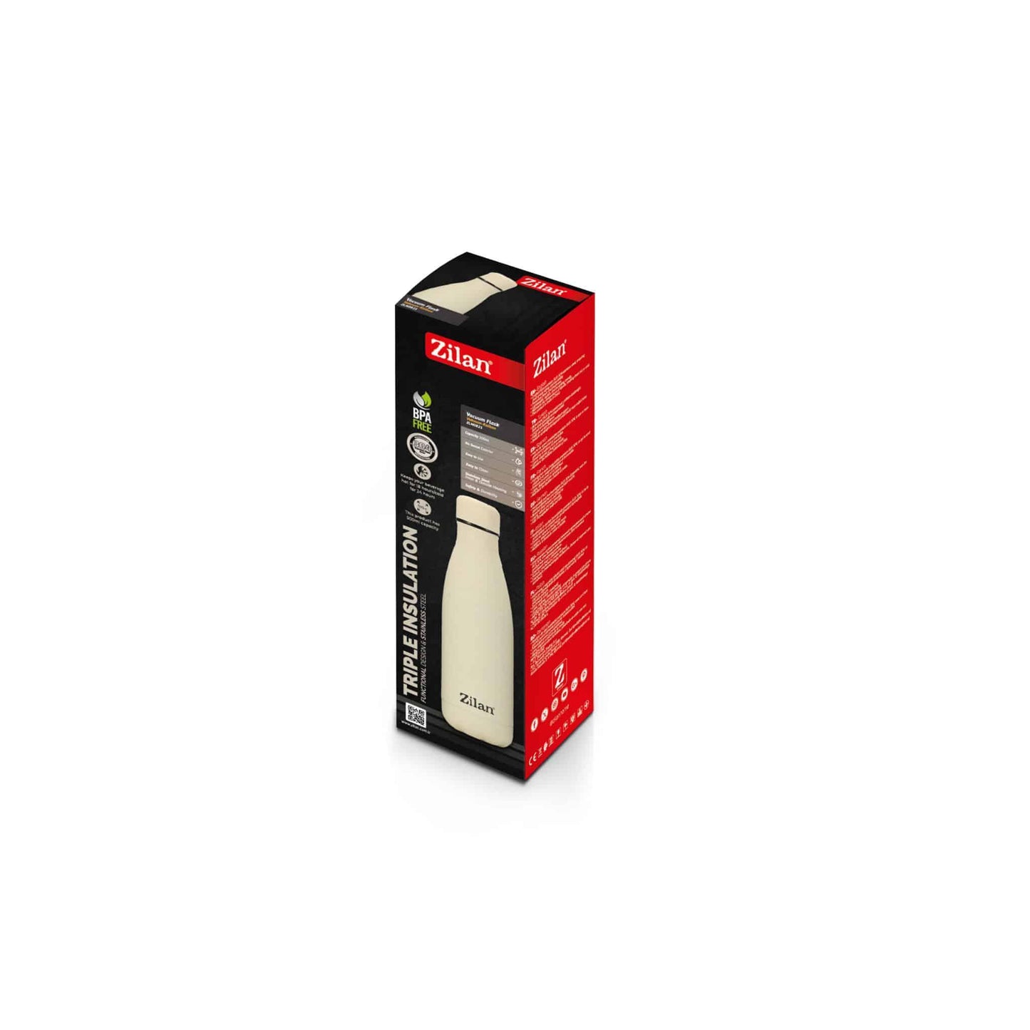Termos tip sticla, interior inox, capacitate 500ml ZILAN, crem / ZLN 0821 - 221.ro