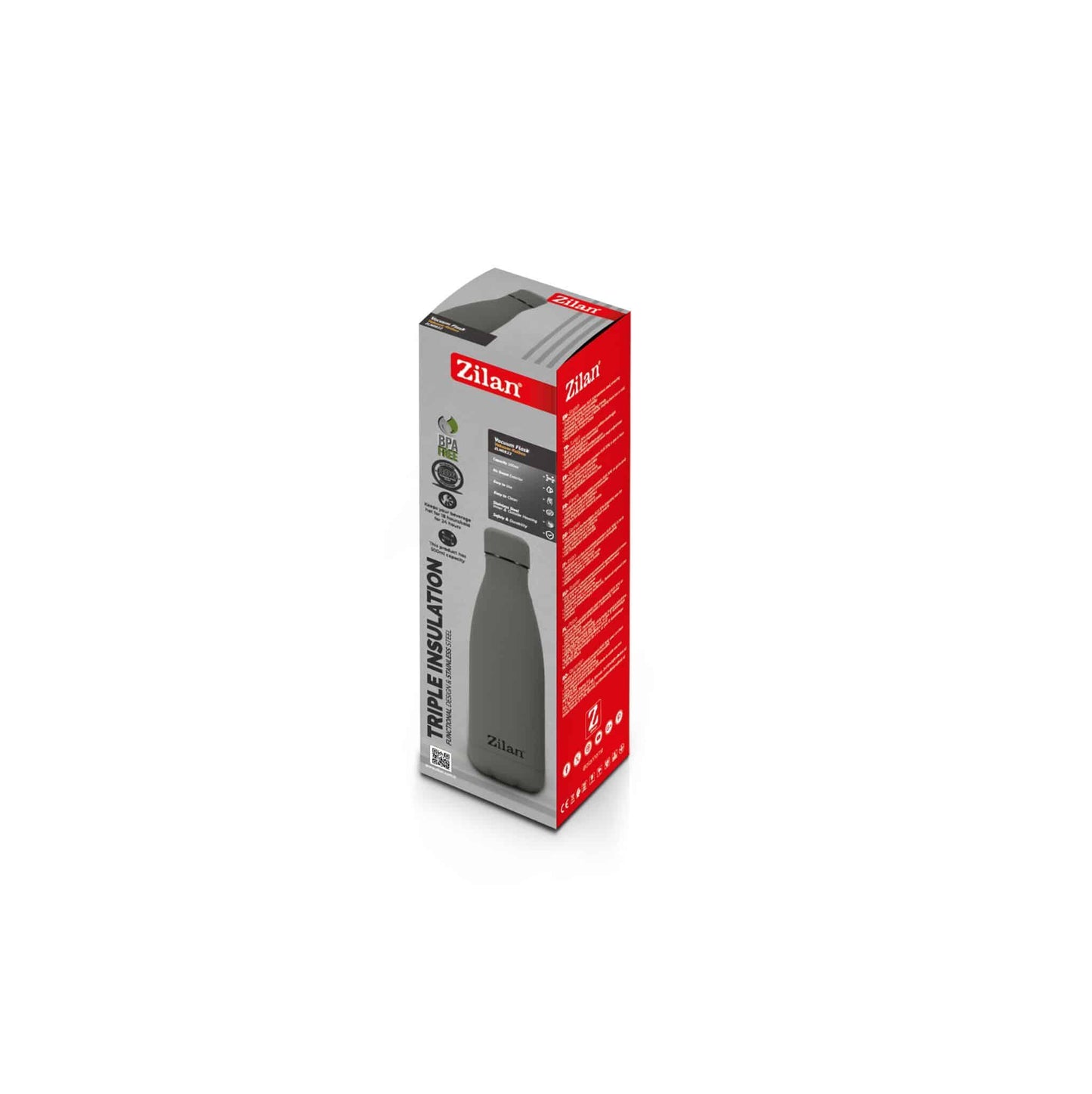 Termos tip sticla, interior inox, capacitate 500ml ZILAN, gri / ZLN 0822 - 221.ro