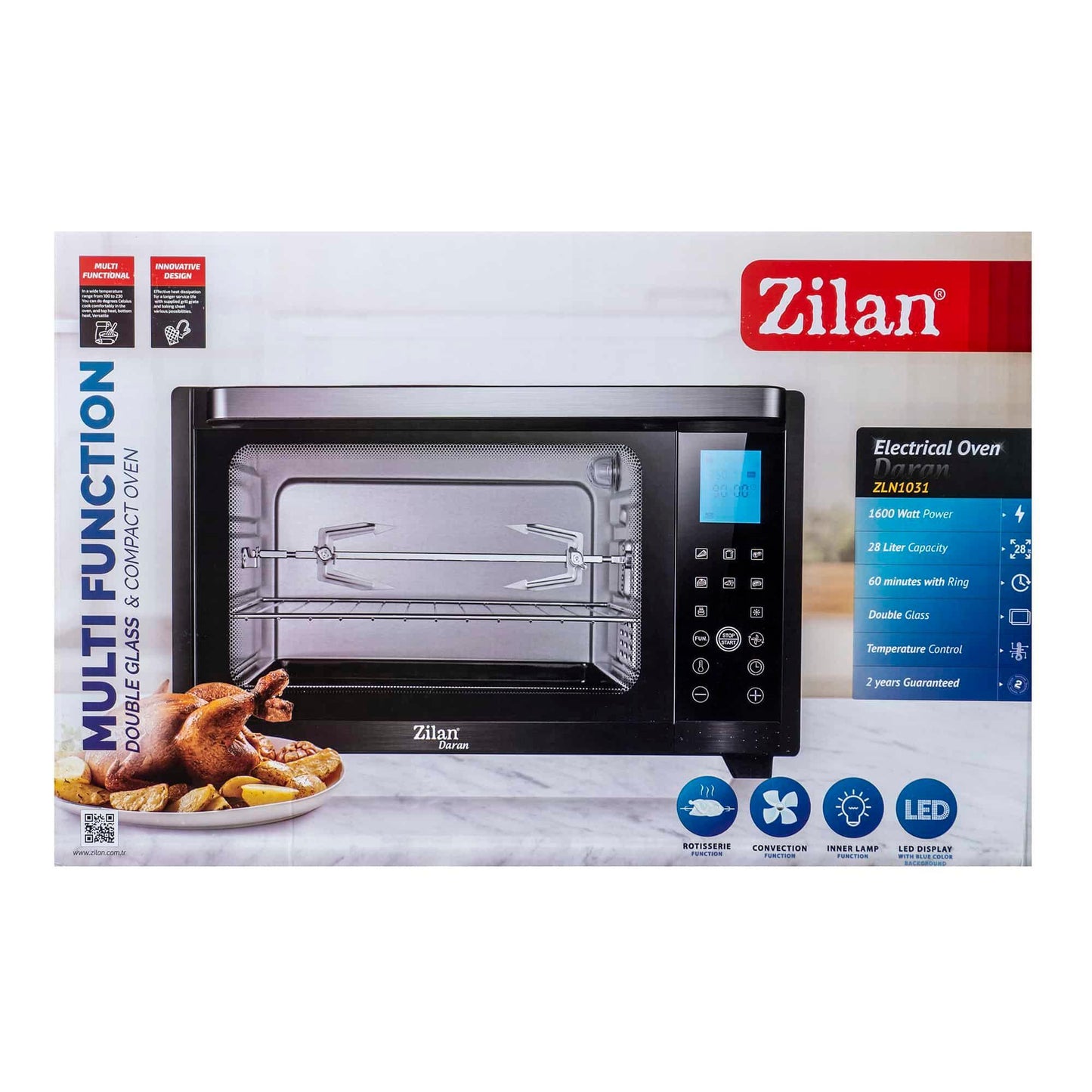 Cuptor electric Zilan, putere 1600W, capacitate 28L, temperatura reglabila, digital / ZLN 1031 - 221.ro