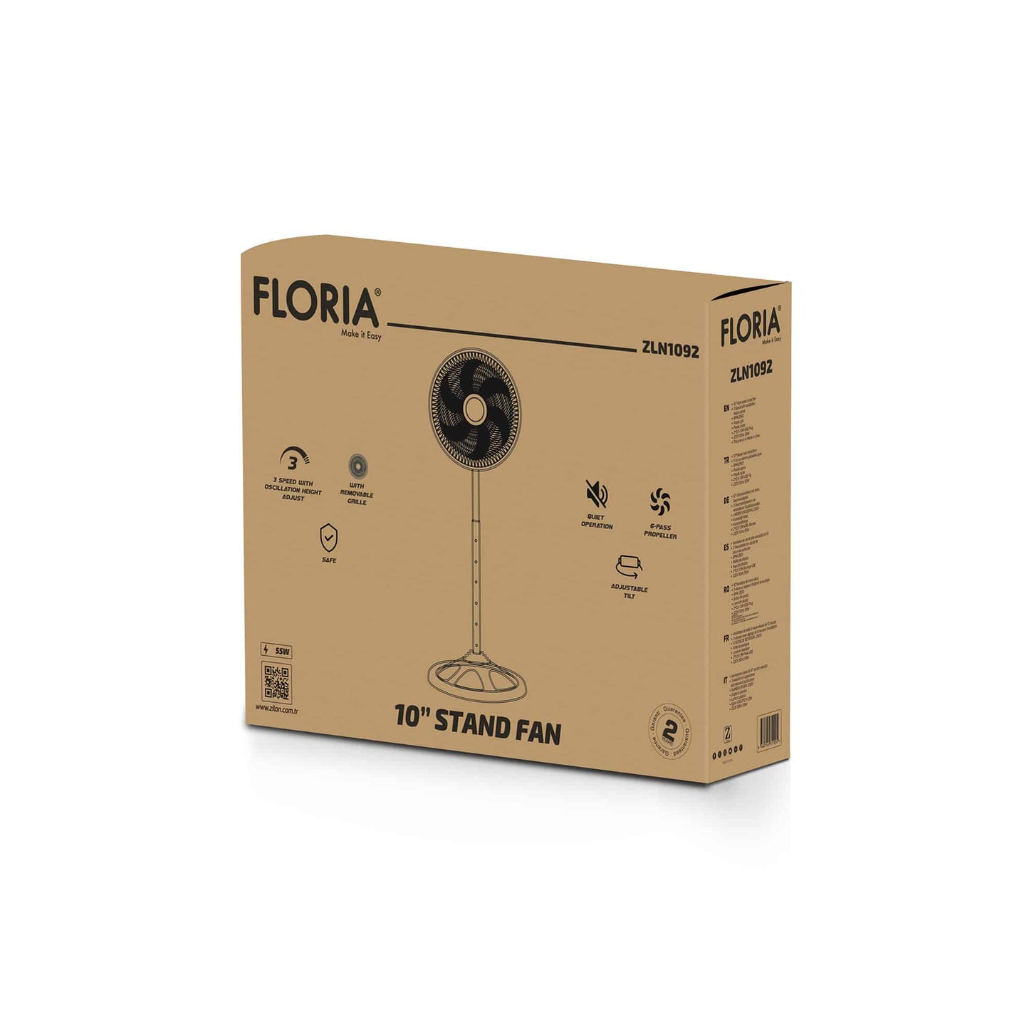 Ventilator cu picior, 3 trepte de viteza, putere 55W FLORIA / ZLN 1092