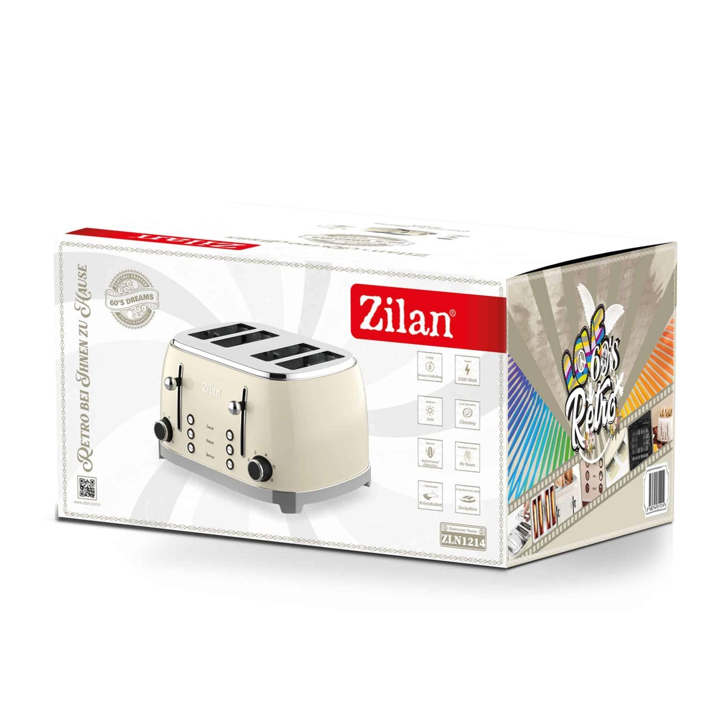 Prajitor RETRO, cu 6 trepte de prajire, putere 1500w, indicator luminos crem ZILAN / ZLN 1214 - 221.ro
