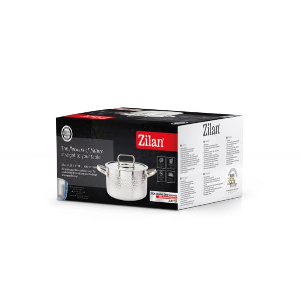 Oala din otel inoxidabil cu capac de sticla, capacitate 2.5L, diametru 20cm ZILAN / ZLN 1313