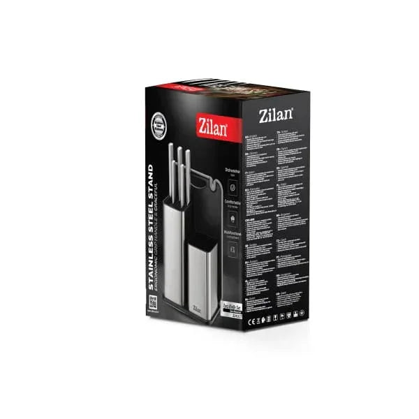 Set cutite 7 piese din otel inoxidabil, cu suport si tocator ZILAN / ZLN 1627 - 221.ro