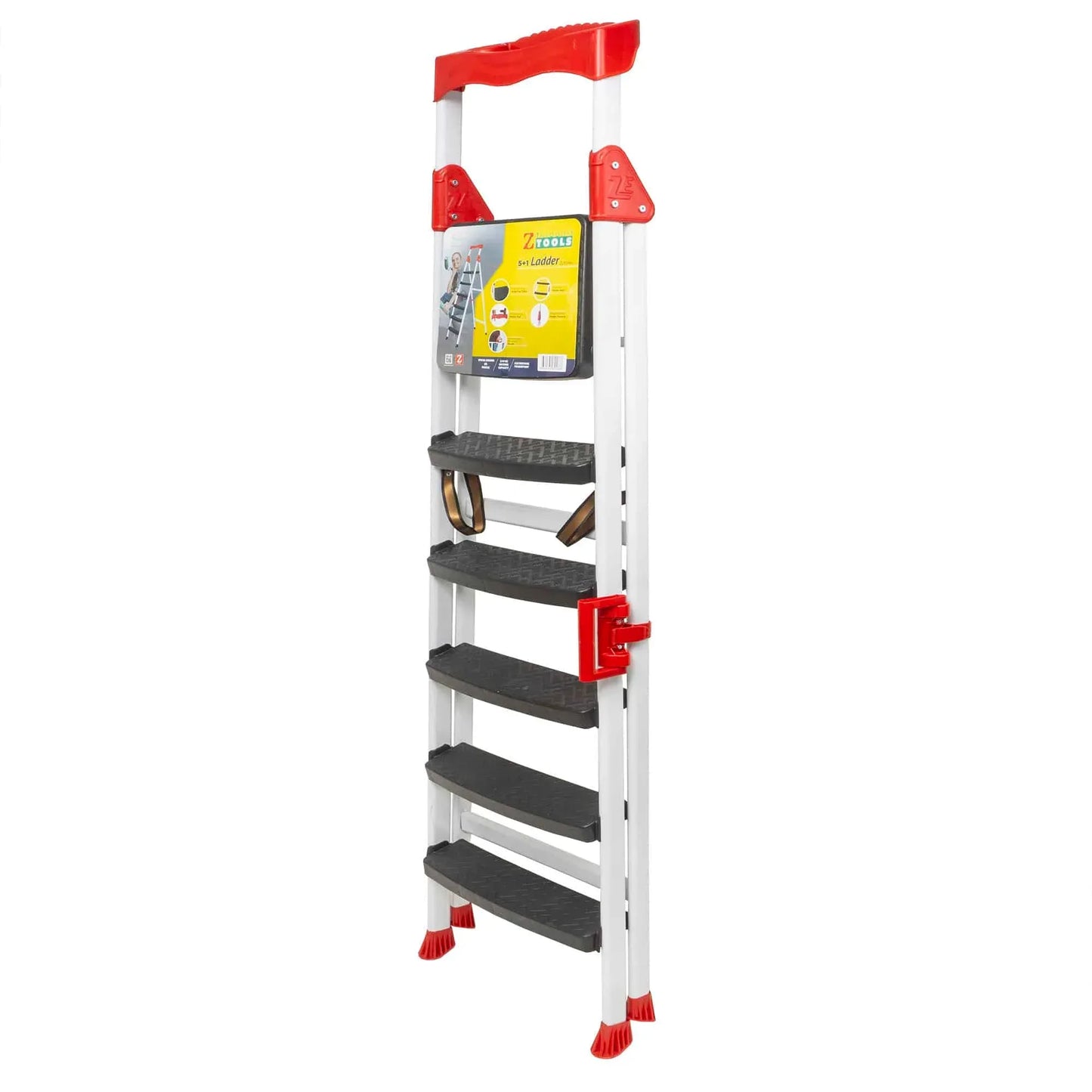 Scara metalica 5 trepte plus platforma, alb Z-TOOLS / ZLN 1666 - 221.ro