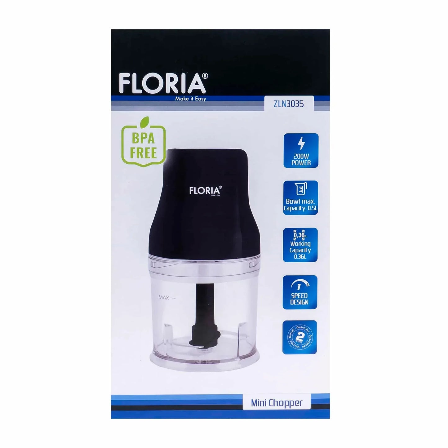 Tocator legume-fructe (chopper), putere 200W, capacitate vas 500 ml, cutit inox / ZLN 3035 - 221.ro