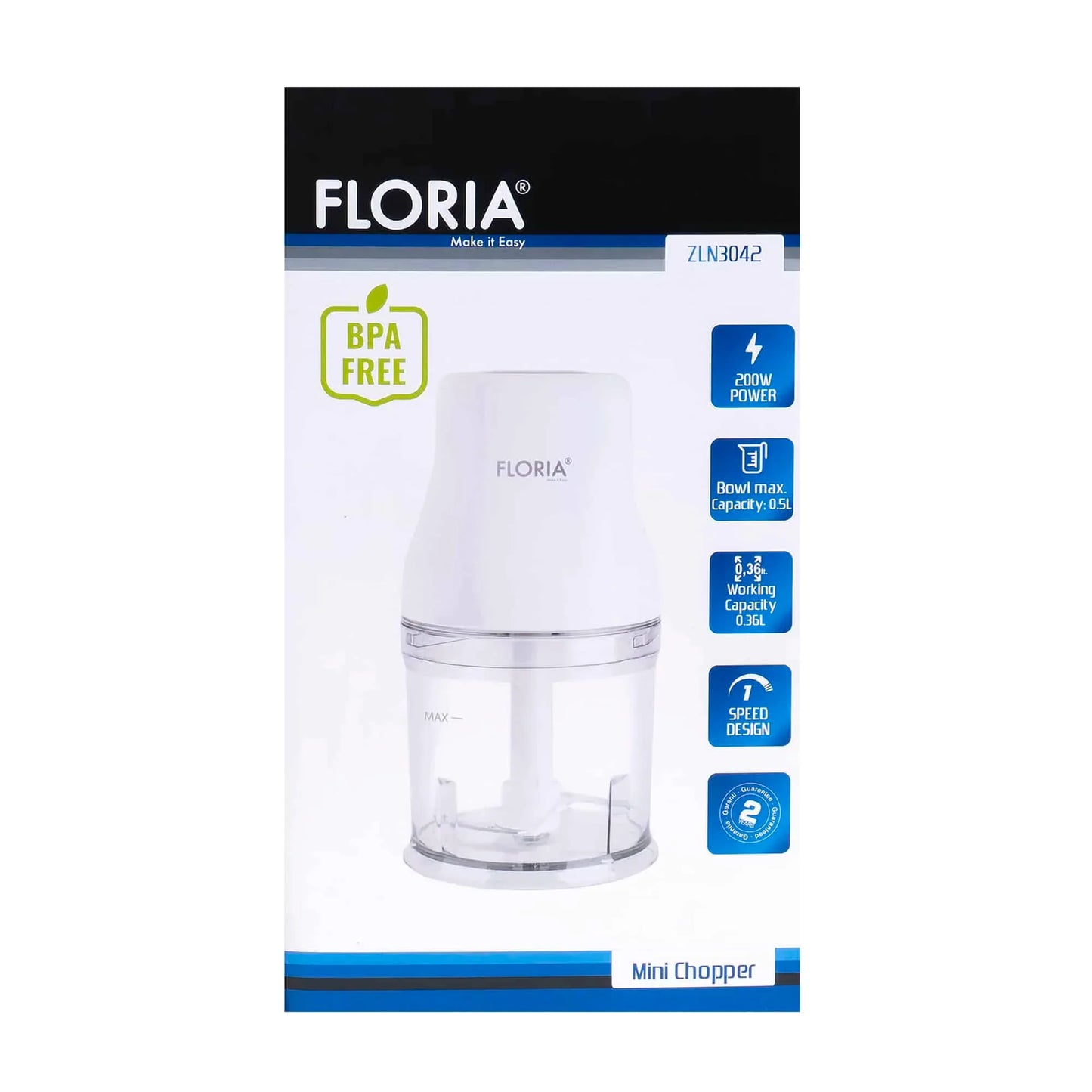 Tocator legume-fructe (chopper), putere 200W, capacitate vas 500 ml, cutit inox / ZLN 3042 - 221.ro