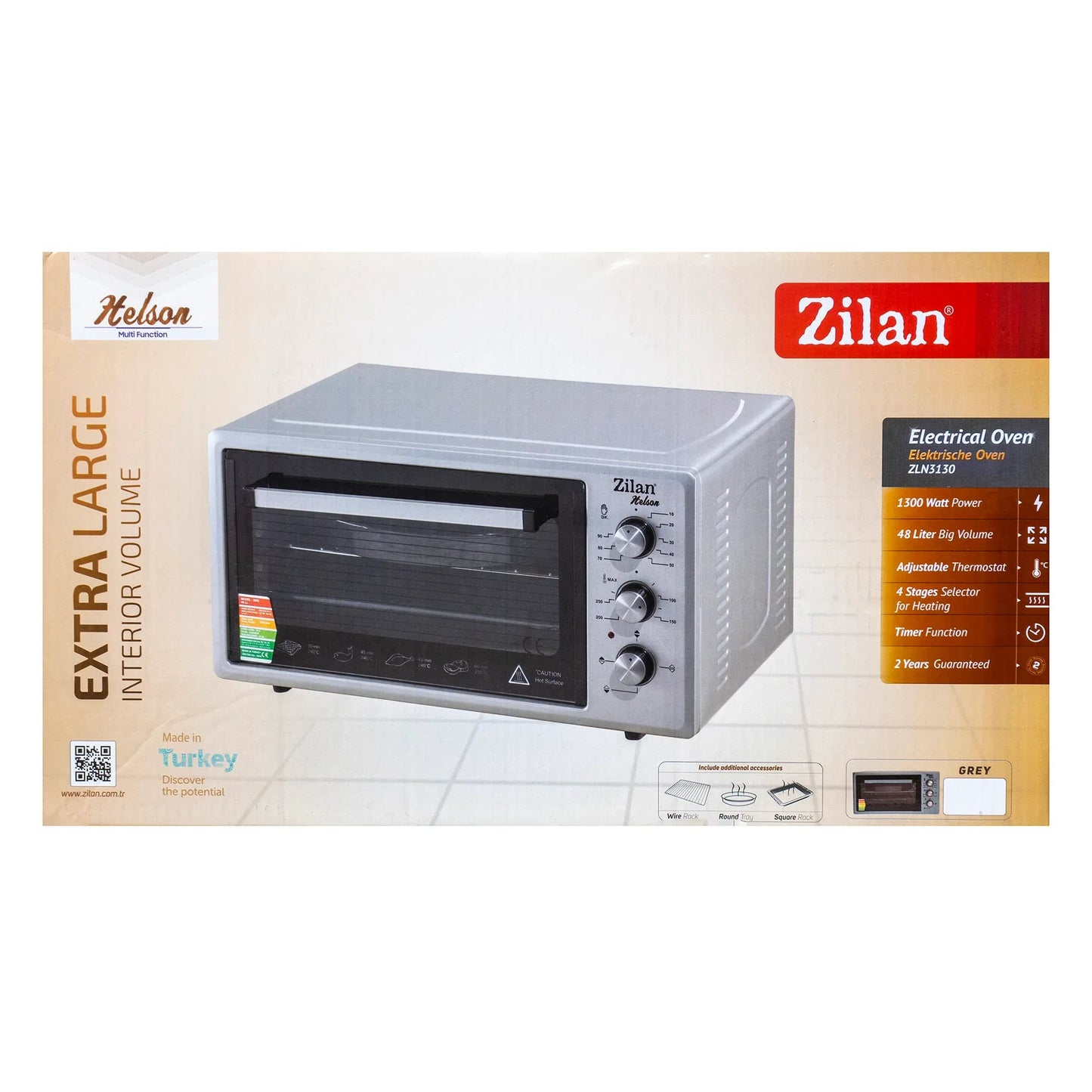 Cuptor electric, putere 1500W, capacitate 45L, timer 90 min, temperatura maxima 300 grade, 2 tavi incluse, gri / ZLN 3130_G - 221.ro