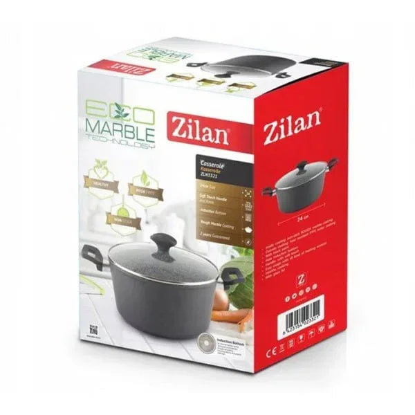Oala cu capac sticla, cu diametru de 24 cm, inaltime de 12cm ZILAN / ZLN 3321 - 221.ro