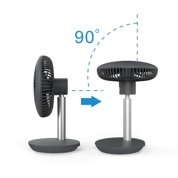 Ventilator portabil reincarcabil, gri incarcare USB, putere 5W, diametru 18 cm, 4 viteze reglabil pe vertical / ZLN 4000