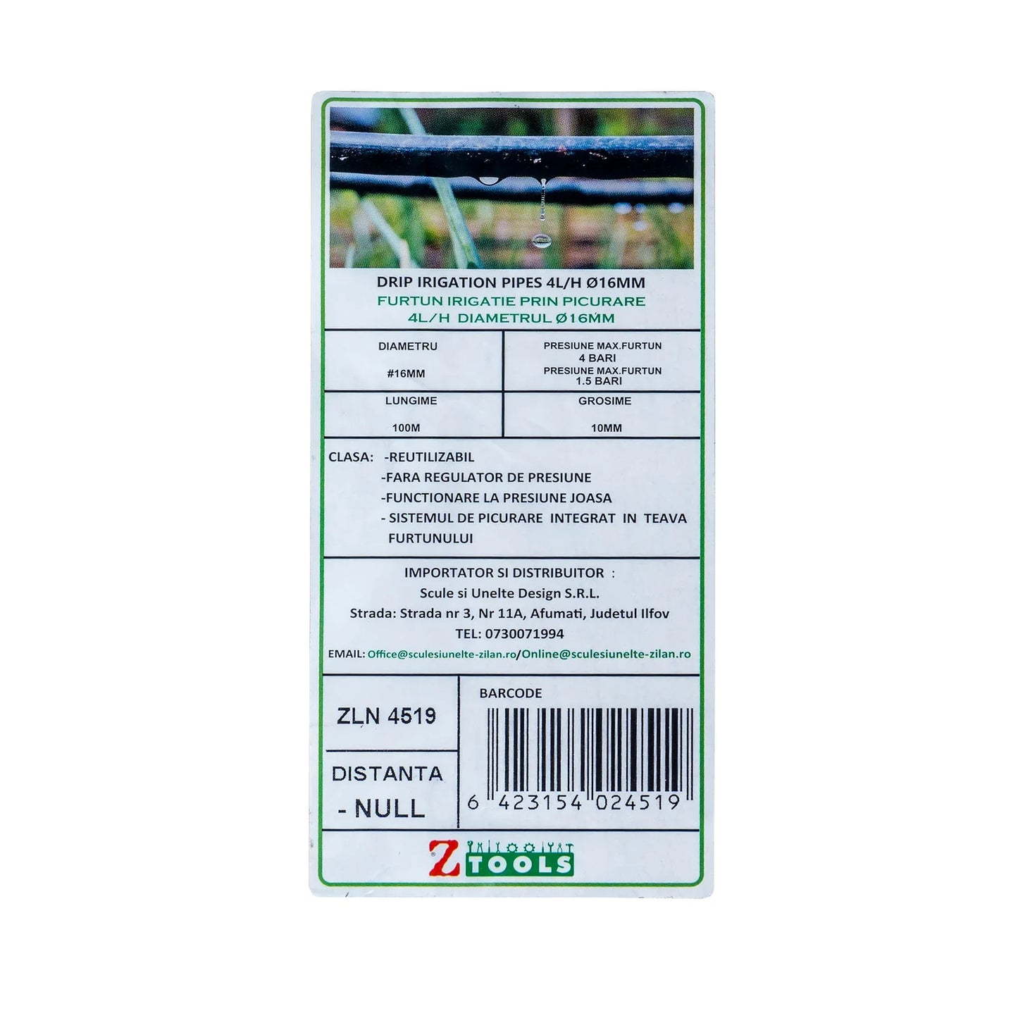 Furtun gradina prin picurare, 16mm, NULL, 4l/h, rola 100m / ZLN 4519 - 221.ro