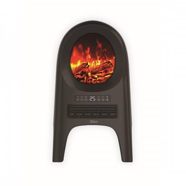 Aeroterma ceramica tip semineu, neagra, cu animatie si telecomanda, putere 2000W / ZLN 5664 - 221.ro