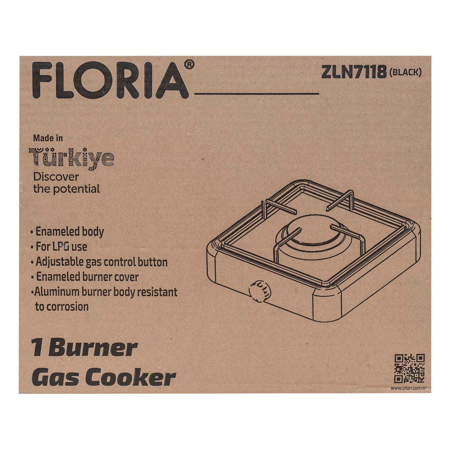 Aragaz 1 ochi, Floria, cu alimentare la butelie, culoare negru / ZLN 7118 - 221.ro