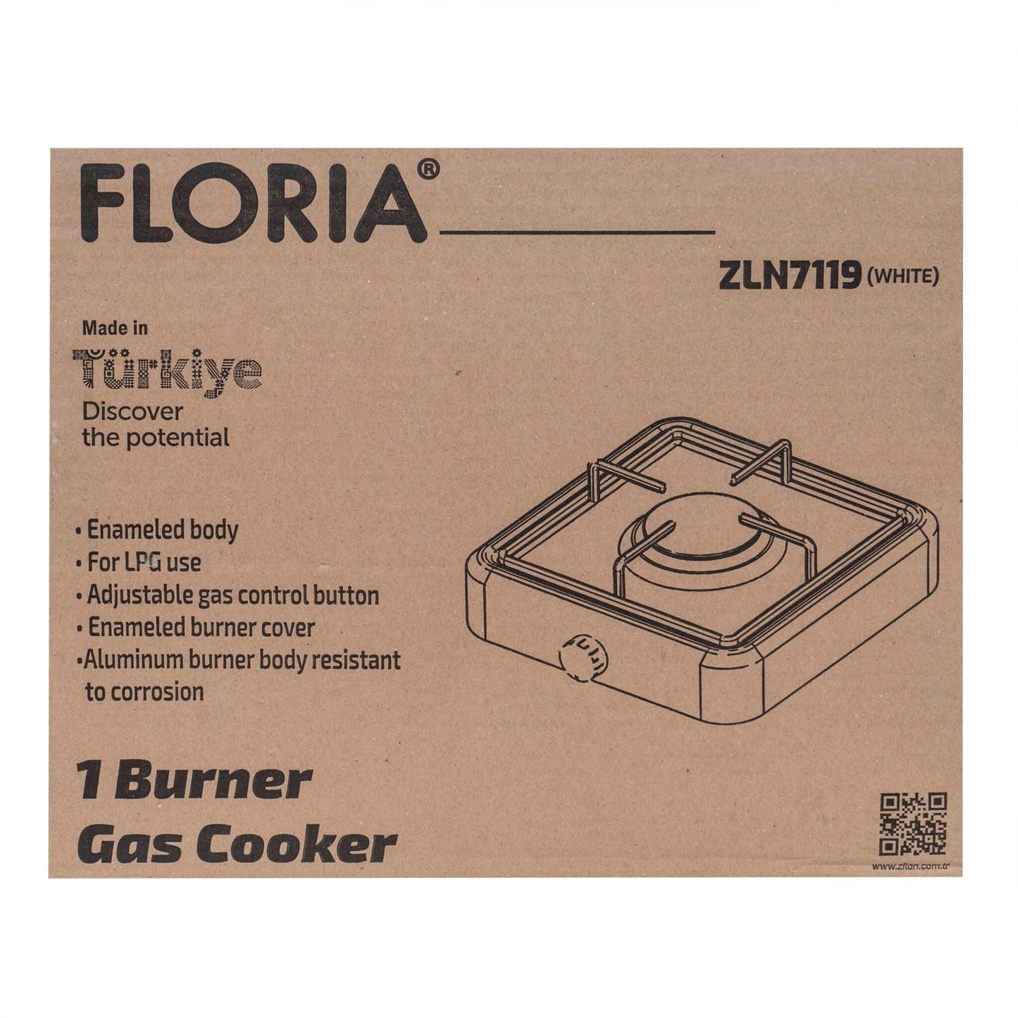 Aragaz 1 ochi, Floria, cu alimentare la butelie, culoare alb / ZLN 7119