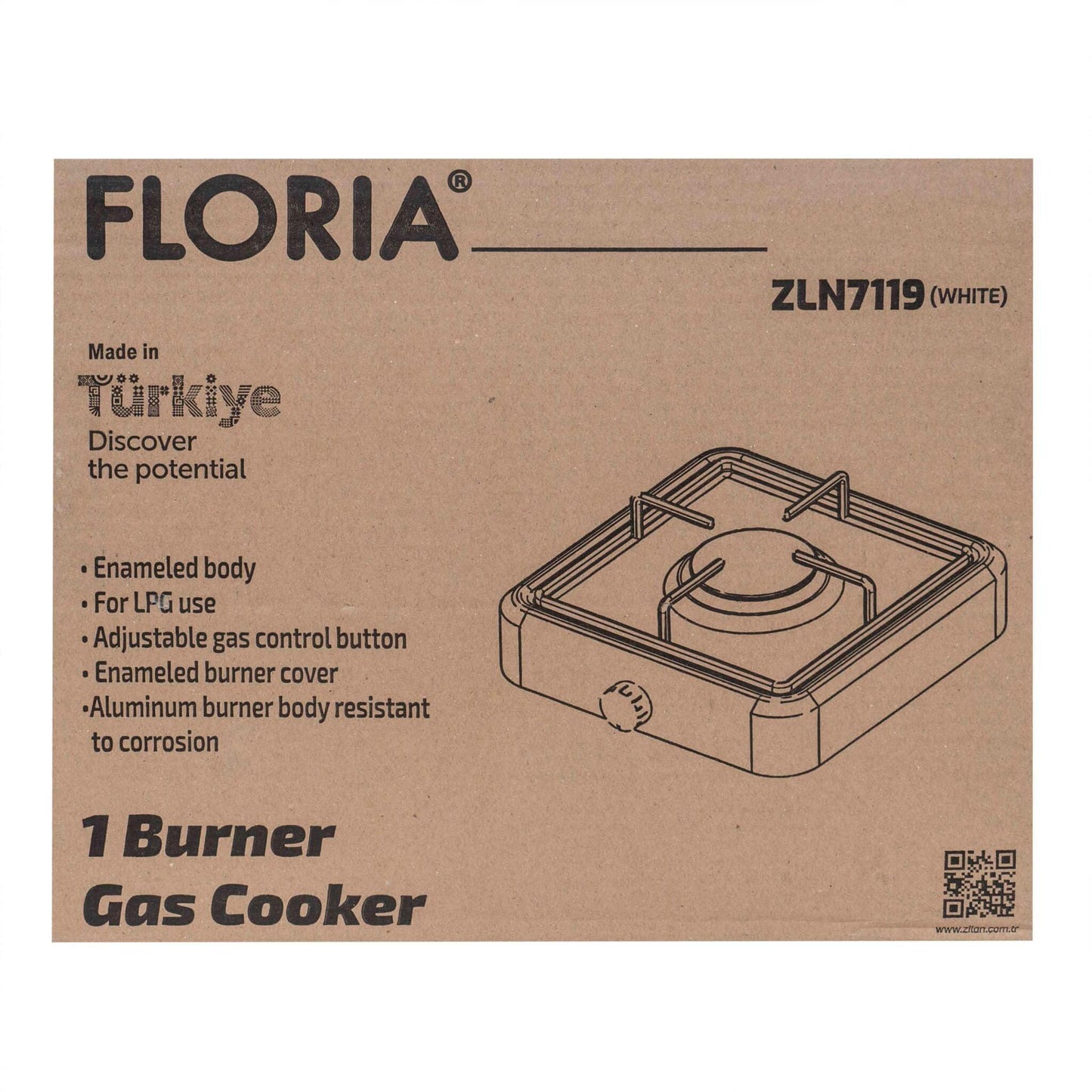 Aragaz 1 ochi, Floria, cu alimentare la butelie, culoare alb / ZLN 7119 - 221.ro