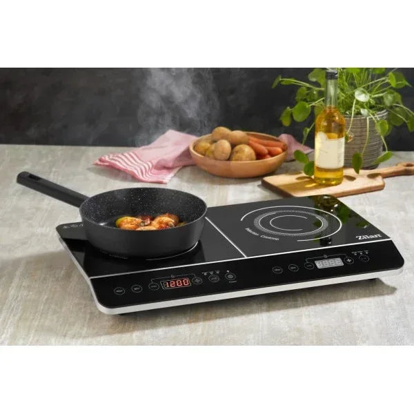 Plita cu inductie, Zilan, doua ochiuri putere 3500W, geam din cristal negru, oprire automata / ZLN 8088 - 221.ro