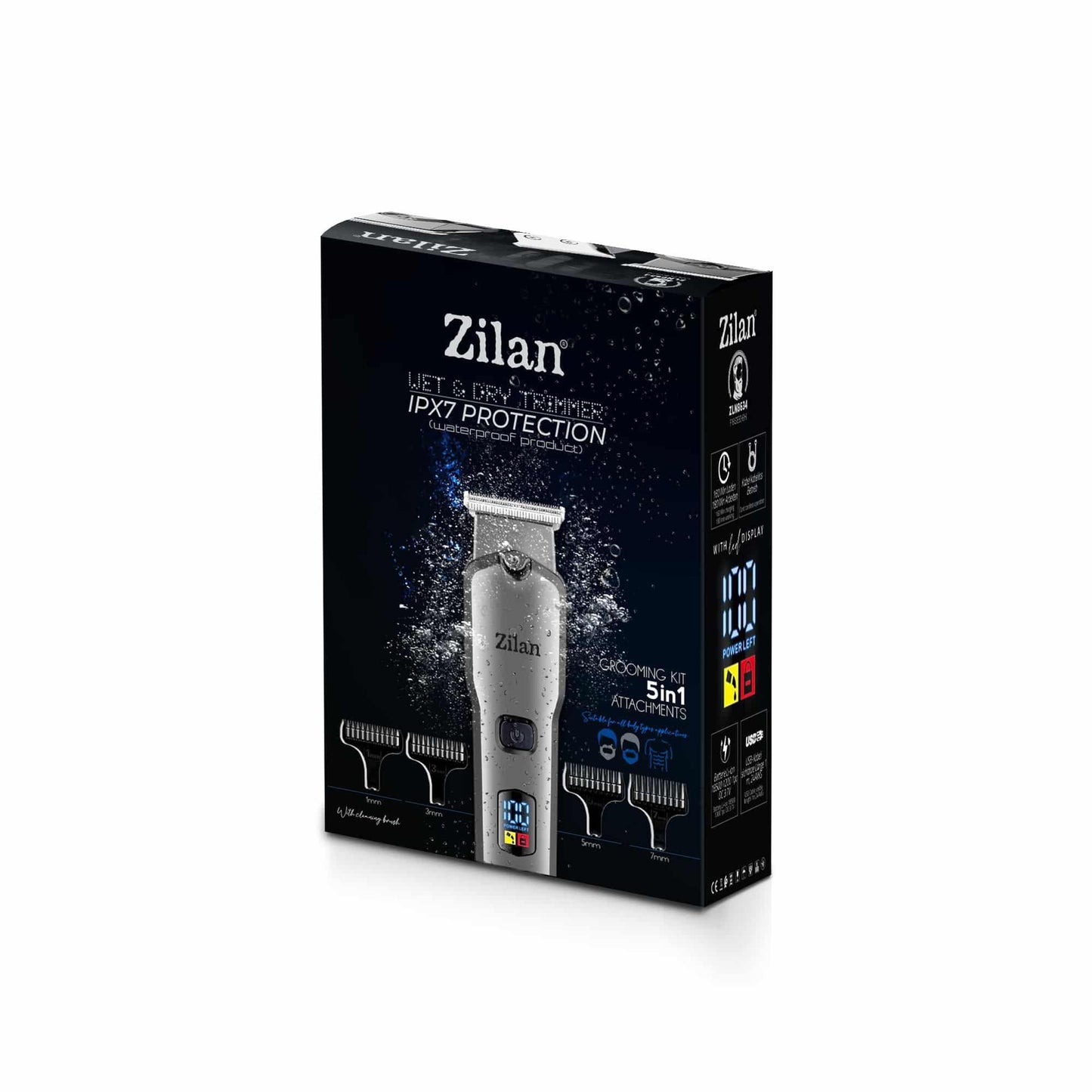 Aparat de tuns electric 5 in 1, pentru barbati reincarcabil IPX7, LED, gri / ZLN 8634 - 221.ro