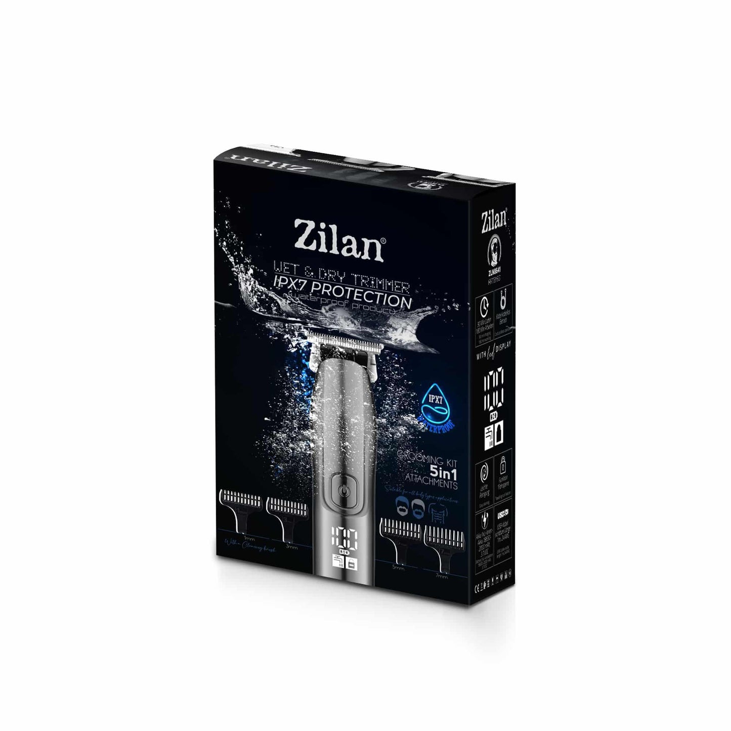 Aparat de tuns electric 5 in 1, pentru barbati reincarcabil IPX7, LED, gri / ZLN 8641 - 221.ro