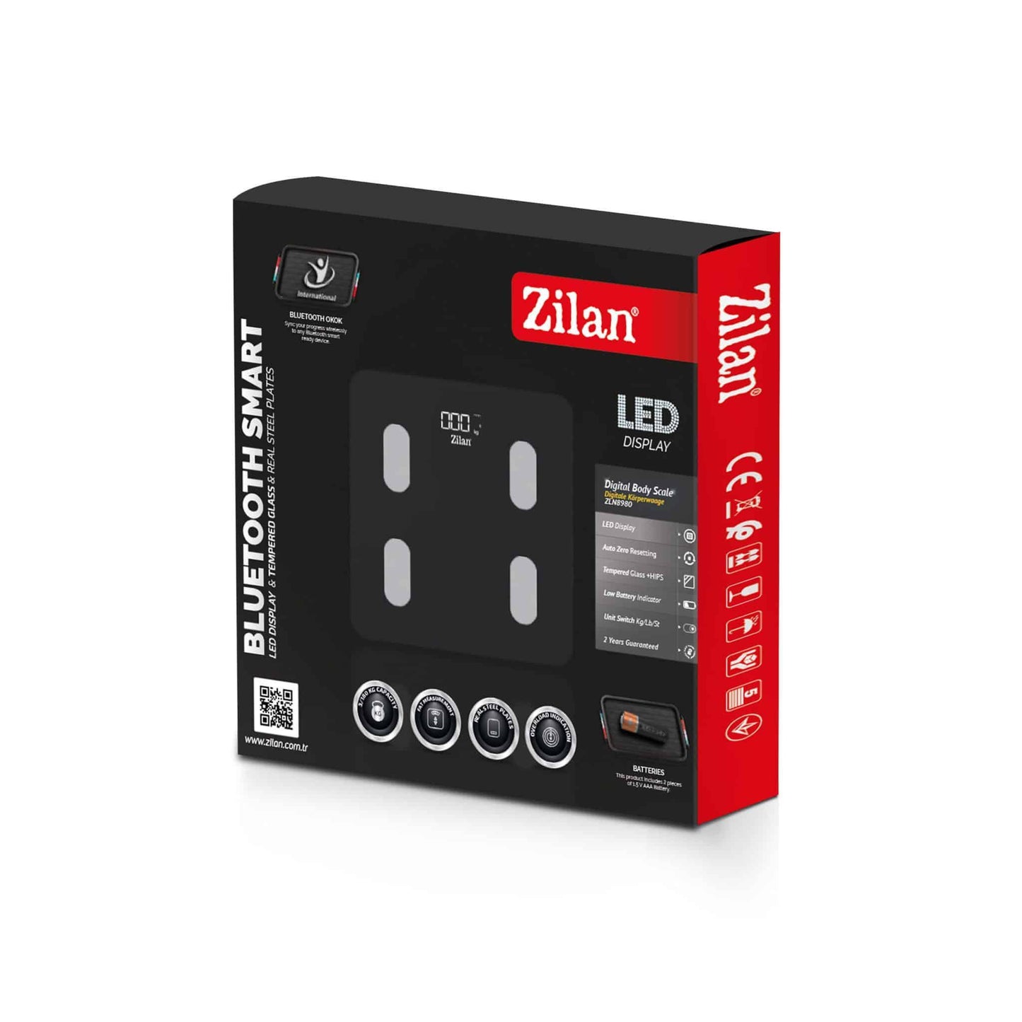Cantar electronic de persoane, ZILAN maxim 180kg, sticla, negru / ZLN 8980 - 221.ro