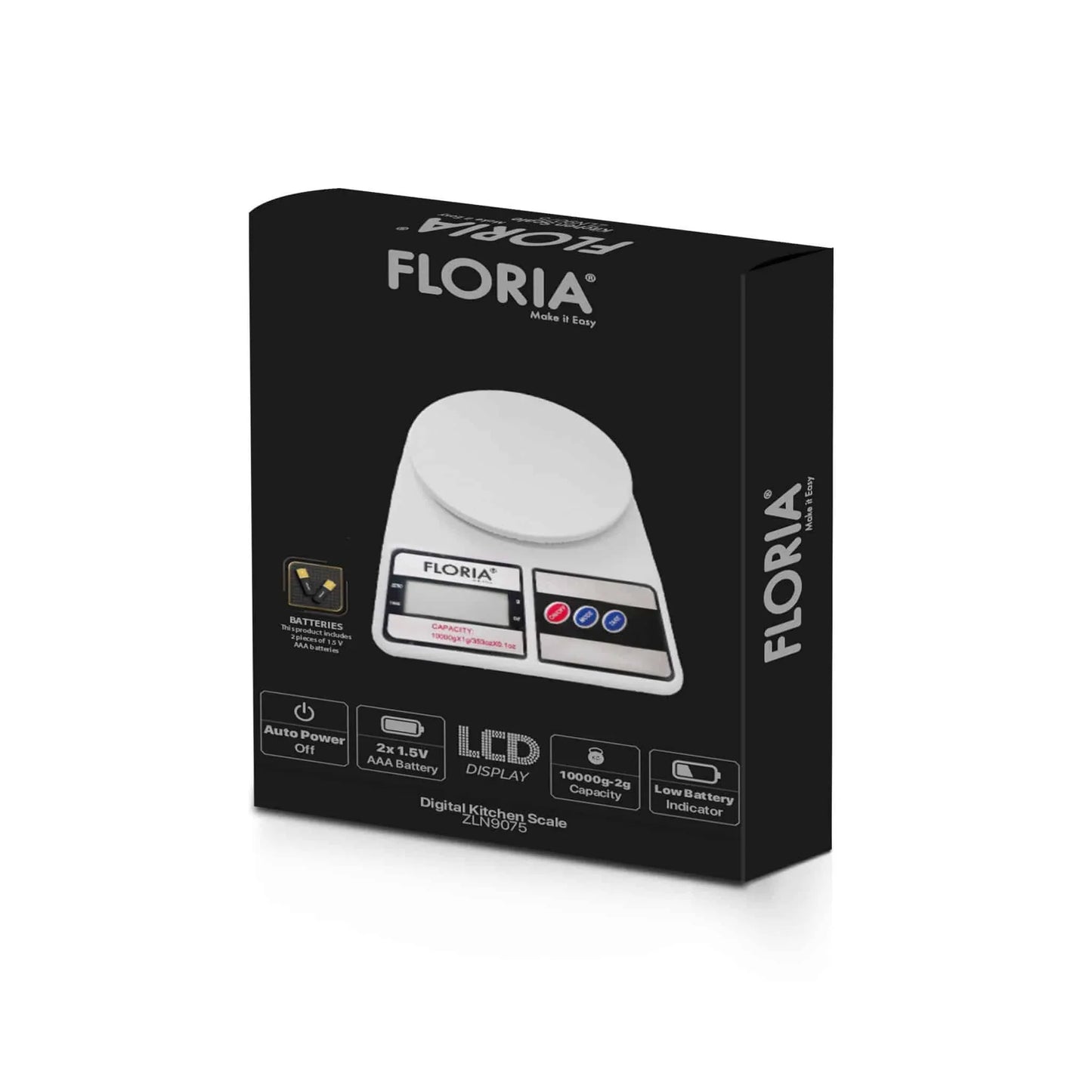 Cantar de bucatarie digital, maxim 10kg, alb FLORIA / ZLN 9075 - 221.ro