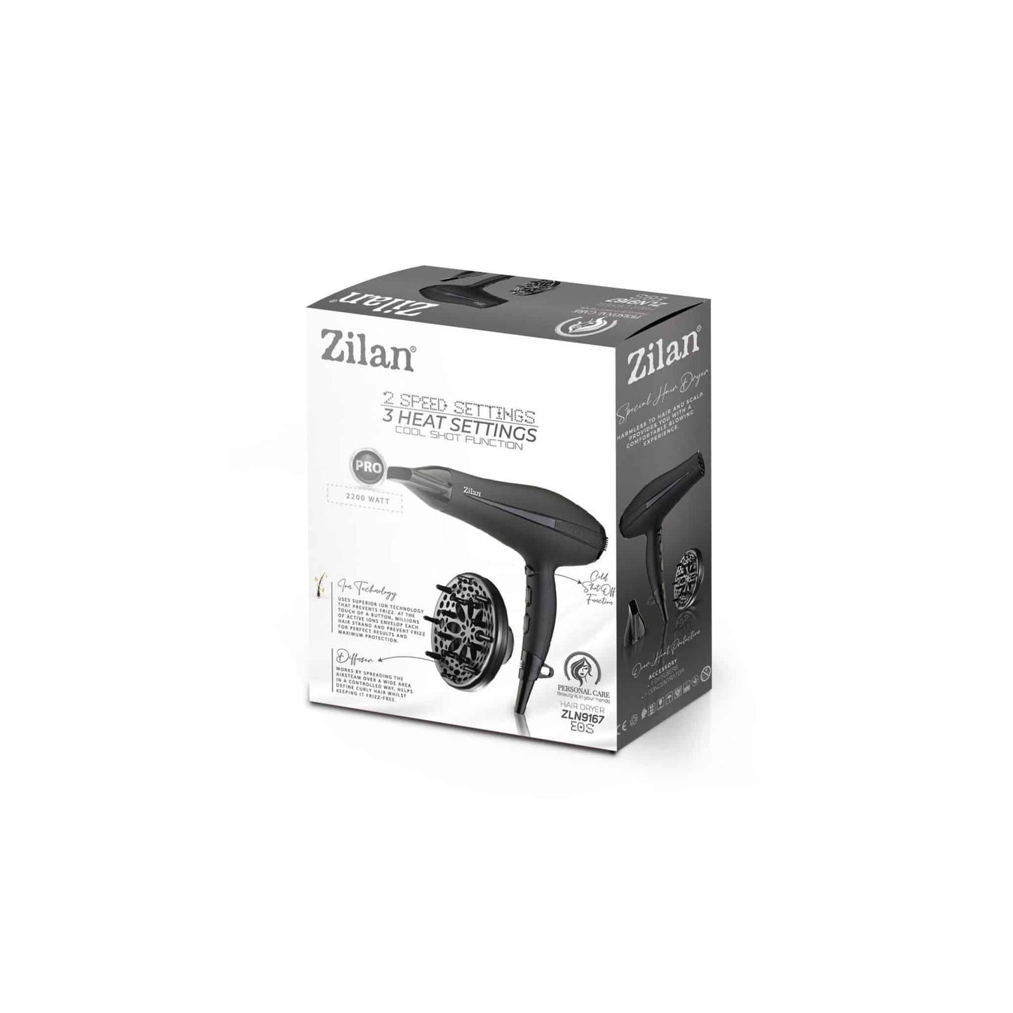 Uscator de par, putere 2200W, 2 trepte de viteza ZILAN / ZLN 9167 - 221.ro