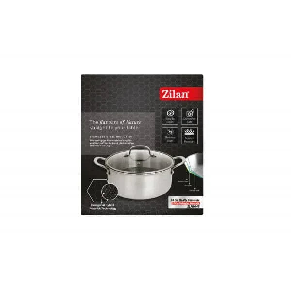 Oala cu capac ZILAN, din inox, antiaderent, diametru 24cm / ZLN 9648 - 221.ro