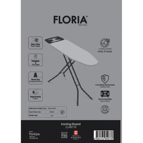 Mini masa de calcat Floria cu cadru metalic, 90x30x81.5cm Z-TOOLS / ZLN 9778 - 221.ro