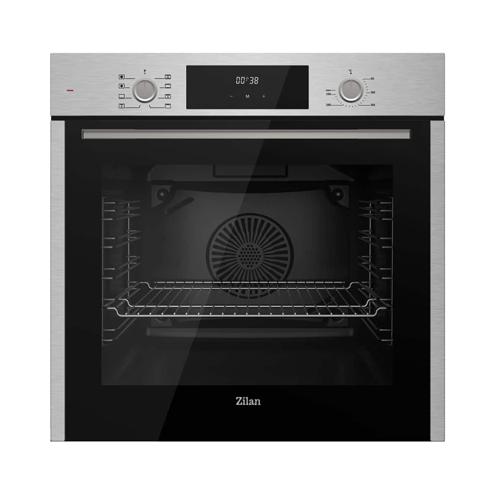 Cuptor electric incorporabil, 73 L, 8 funcții, putere 2519W, ventilație turbo, grill, afișaj LED, gri cu negru, ZILAN / ZLN6421