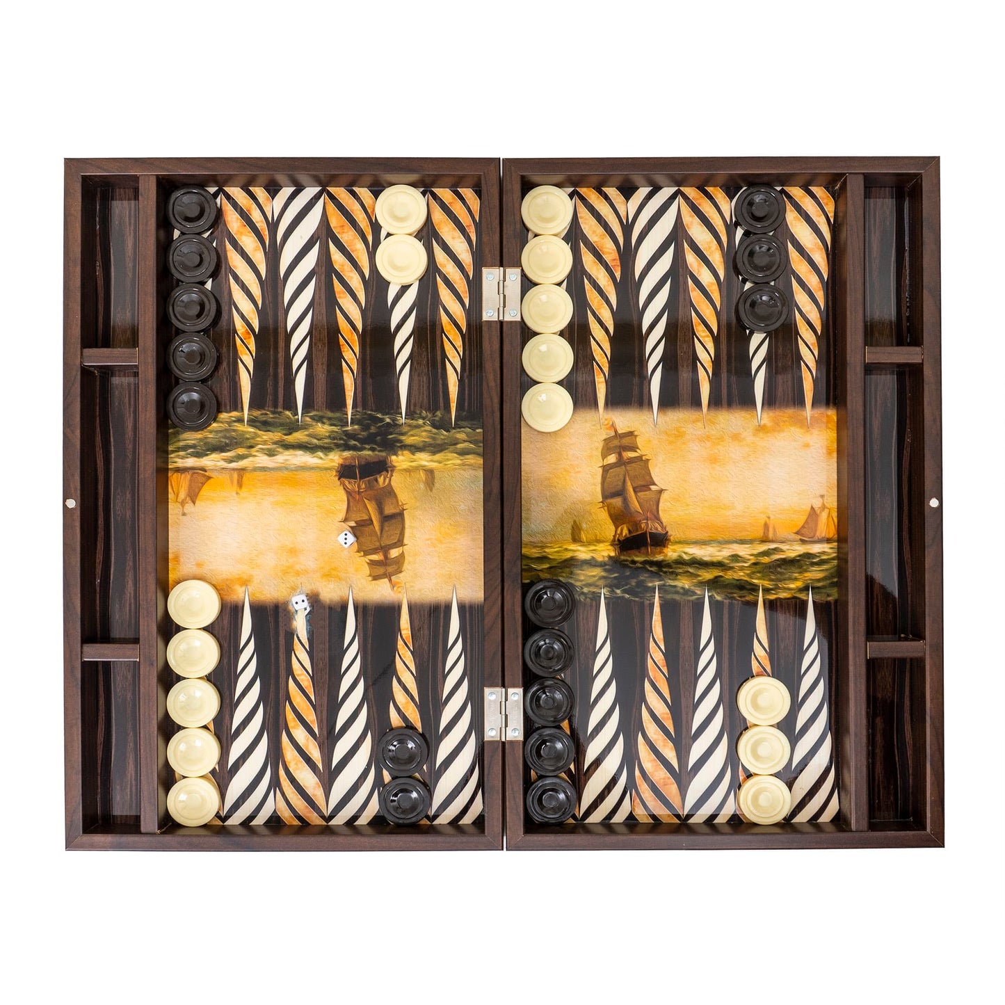 Joc de table din lemn lacuit, model corabie (GEMILER) 48x58cm / ZTS 5482-4