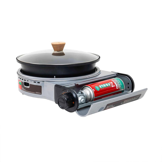 Aragaz camping, cu oala si capac de sticla, putere 2.3kw, aprindere electrica, gri / ZTS 5613 - 221.ro