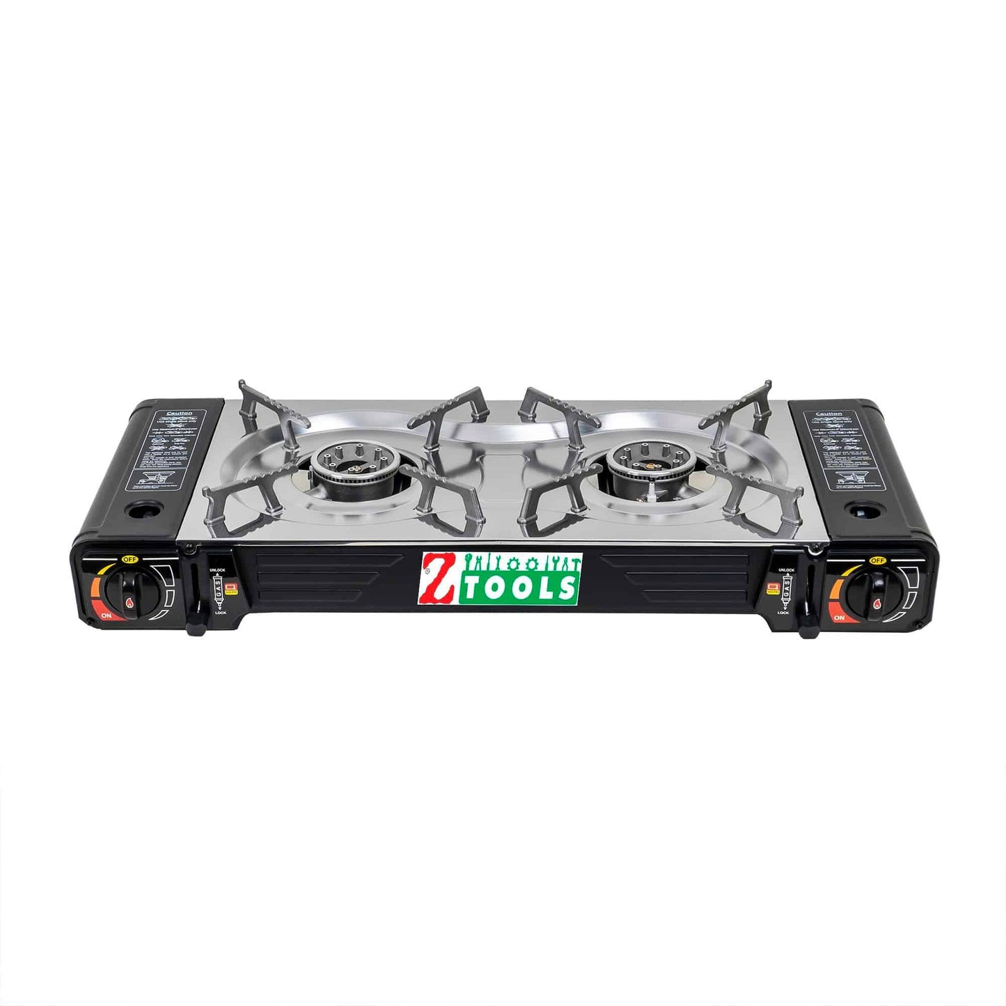 Pachet aragaz camping cu 2 ochiuri, aprindere electrica, putere 2x2.5kw + 4 butelii 410ml / ZTS 5618_1 - 221.ro