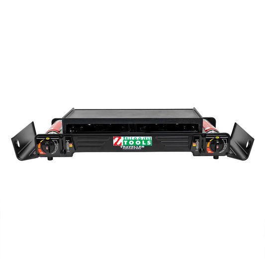 Aragaz camping cu 2 ochiuri, aprindere electrica, putere 2x2.3kw, cu tava gril, spatula, cleste si cutie de transportat / ZTS 5620 - 221.ro