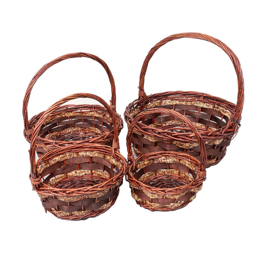 Set 4 cosuri de rachita rotunde, maro lucios / ZTS 8000 - 221.ro