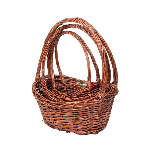 Set 3 cosuri de rachita ovale, maro lucios / ZTS 8001 - 221.ro