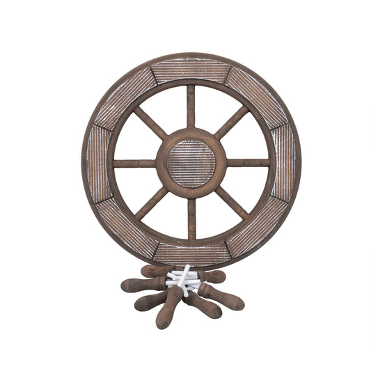Roata decorativa din MDF, diametru roata 44cm, model carma marinar, maro / ZTS 8038 - 221.ro