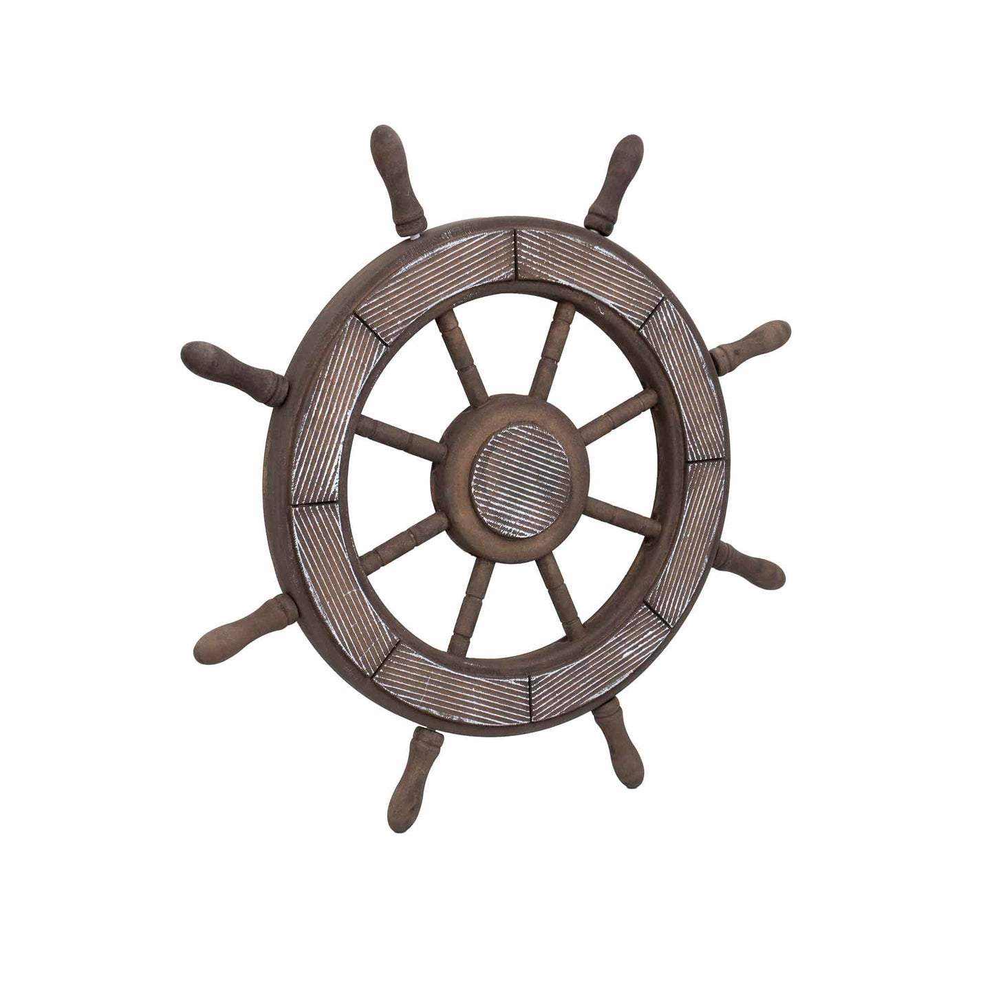 Roata decorativa din MDF, diametru roata 44cm, model carma marinar, maro / ZTS 8038