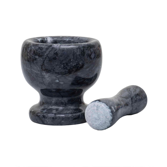 Mojar cu pistil, din marmura, diametru 10cm, inaltime 10.5cm, negru / ZTS 8044