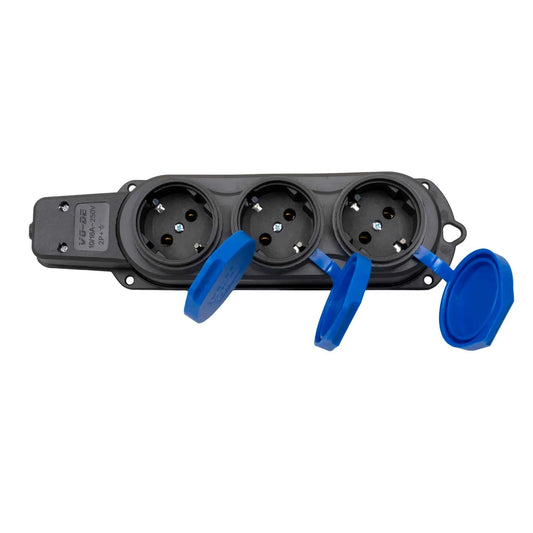 Prelungitor cauciucat pentru exterior, Z-TOOLS cu 3 lacasuri, 16A, IP44, fara cablu / ZTS 8417 - 221.ro