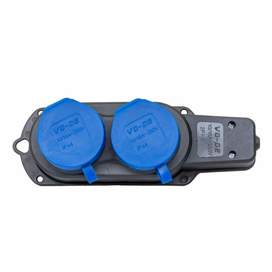 Prelungitor cauciucat pentru exterior, Z-TOOLS cu 2 lacasuri, 16A, IP44, fara cablu / ZTS 8418 - 221.ro