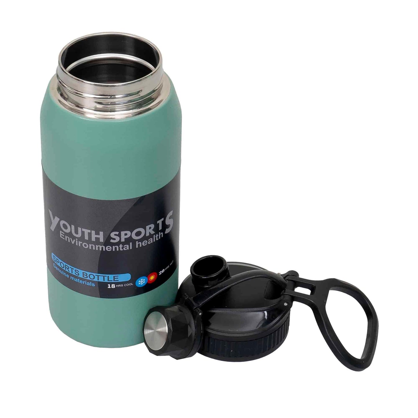 Termos YOUTH SPORTS, interior inox, capacitate 600ml, model sticla, verde / ZTS 8445 - 221.ro
