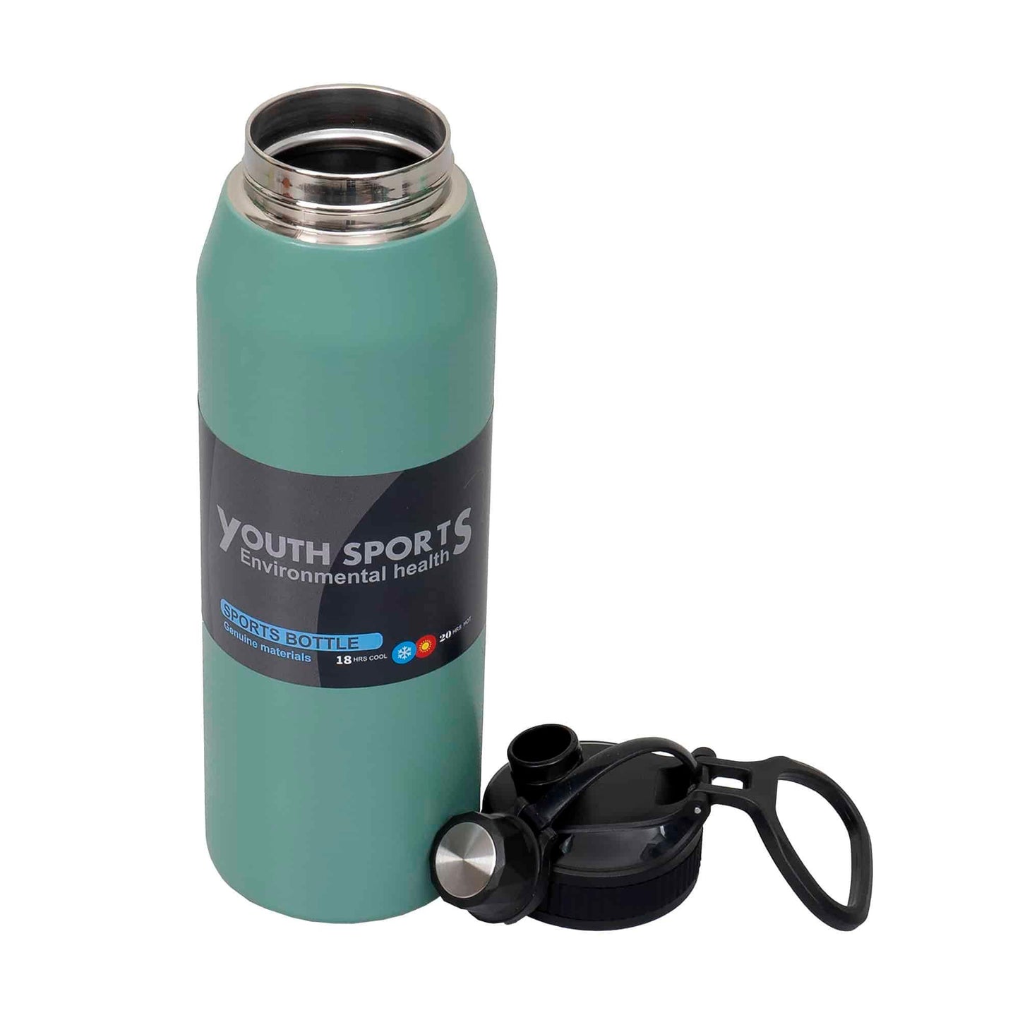 Termos YOUTH SPORTS, interior inox, capacitate 1L, model sticla, verde / ZTS 8446 - 221.ro