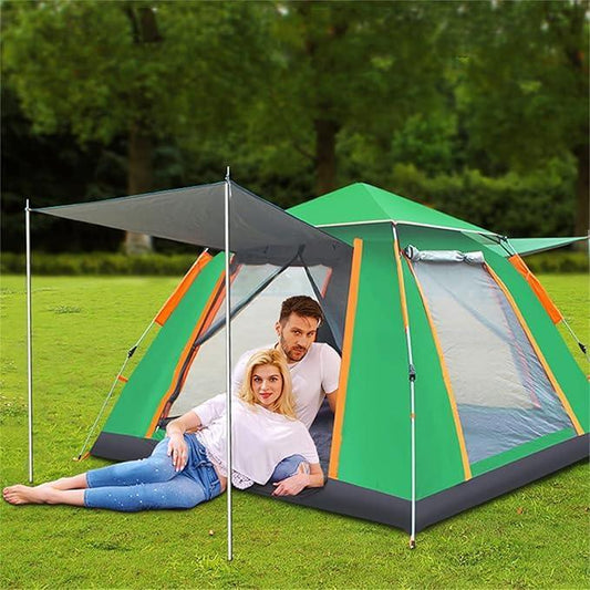 Cort de camping pentru 4 persoane, cu 2 usi, 200x200x150cm, verde deschis Z-TOOLS / ZTS 8465 - 221.ro